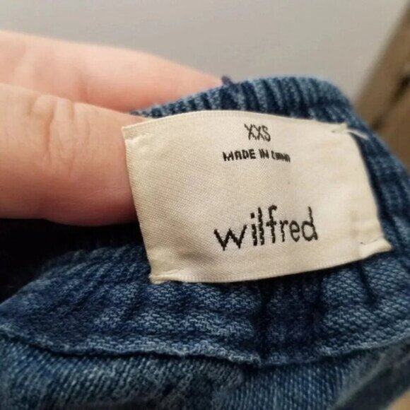 Aritzia Wilfred Gabrielle Chambray Denim Lyocell Linen Midi Skirt Side Slits XXS - Picture 6 of 12